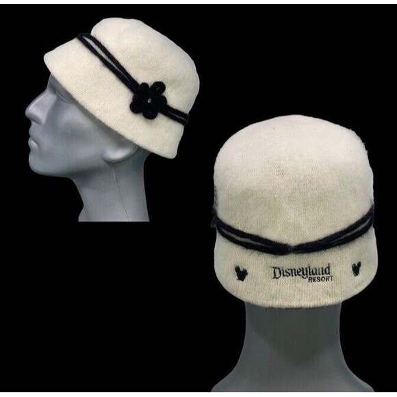 Disney Accessories - Disney Resort Hat Cloche Fuzzy Floral Ivory Bell Shape Close Fitting Short Brimm